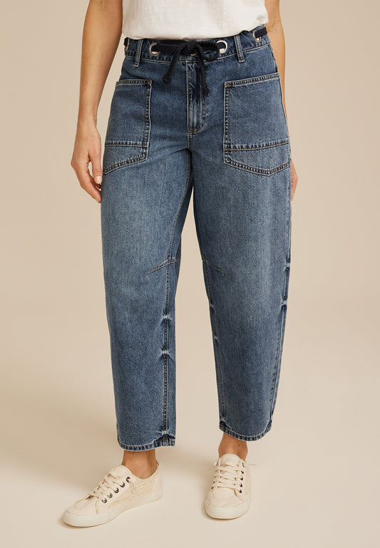 Maurices Grommet Waist High Rise Barrel Jean