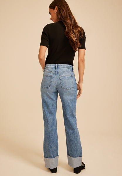 Maurices edgely™ High Rise Ripped Cuff Hem Relaxed Straight Jean
