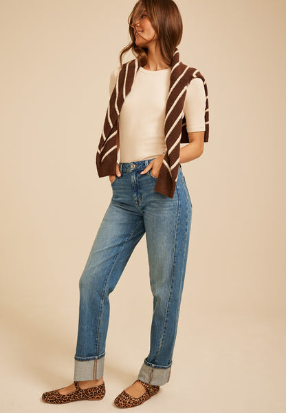 Maurices edgely™ High Rise Tinted Cuff Hem Relaxed Straight Jean