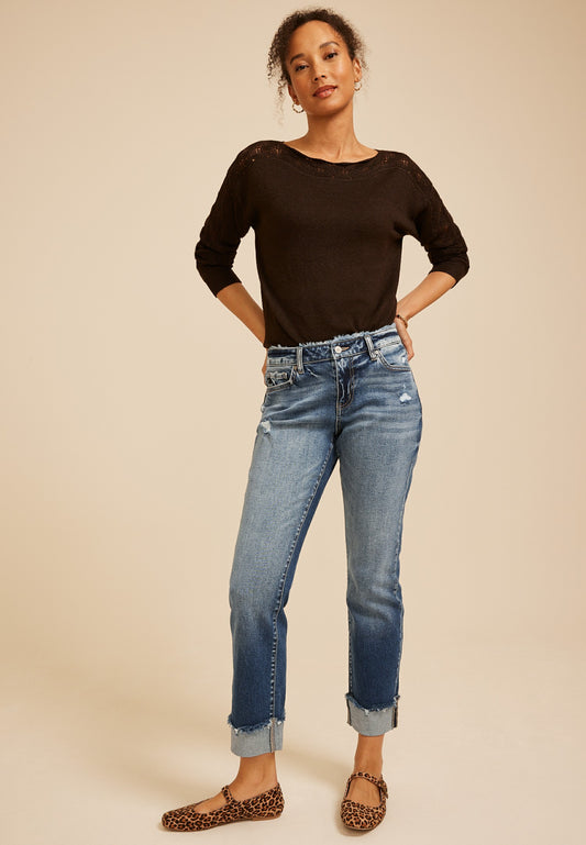 Maurices KanCan™ Mid Rise Fray Waist Straight Jeans