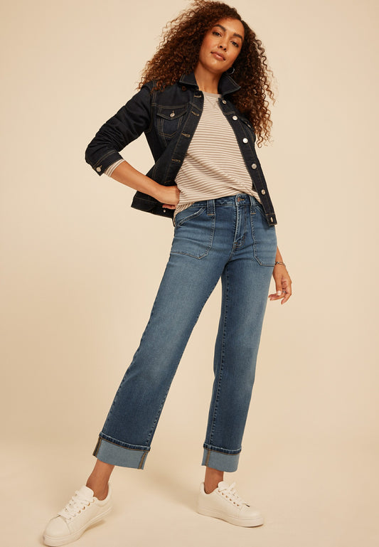 Maurices m jeans by maurices™ High Rise Pork Chop Pocket Relaxed Straight Ankle Jean
