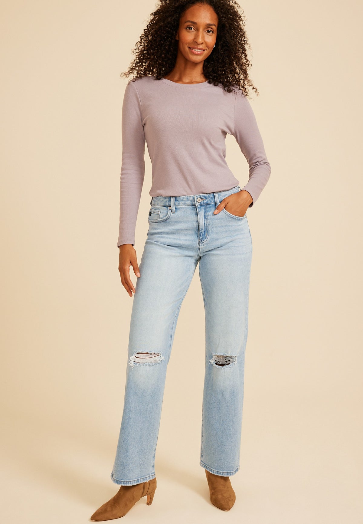 Maurices KanCan™ High Rise Open Ripped Relaxed Straight Jean