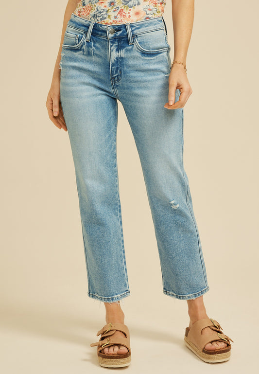 Maurices Flying Monkey™ High Rise Ripped Hem Ankle Straight Jean