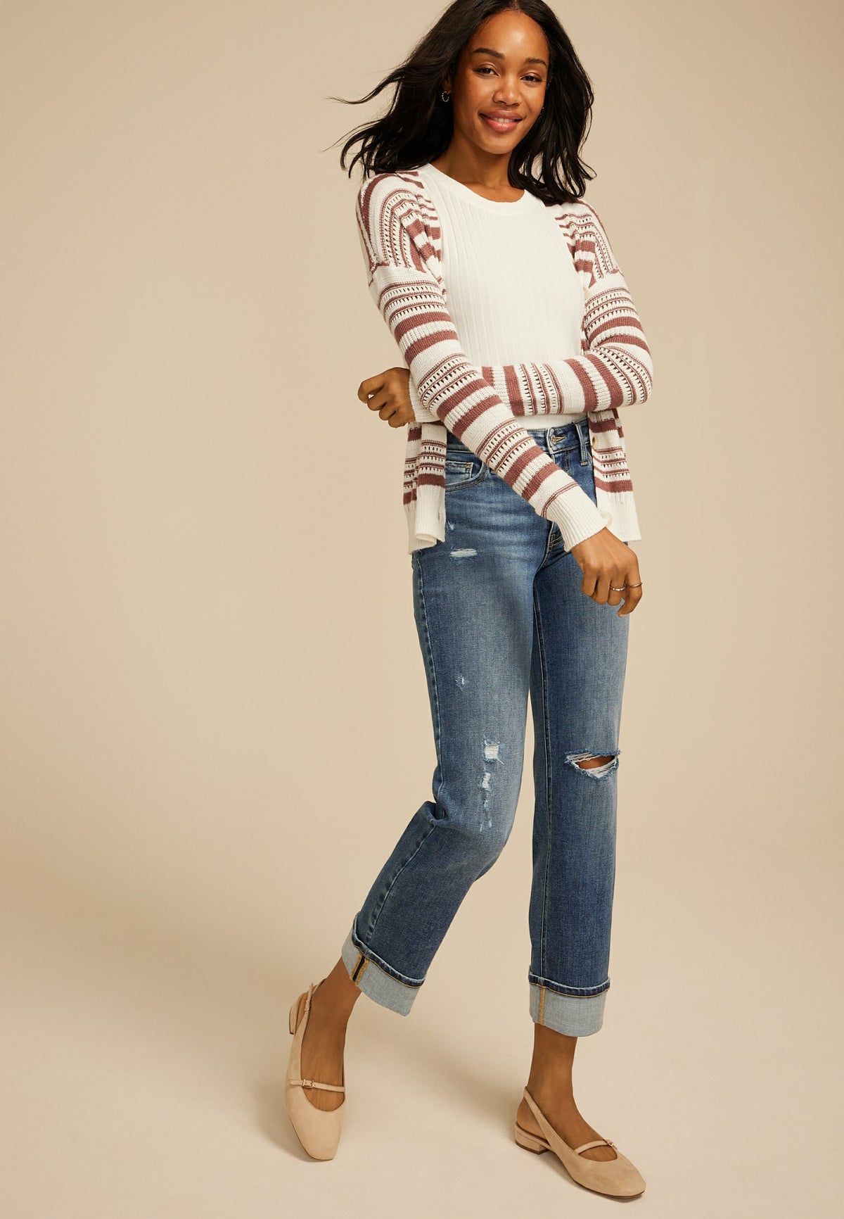 Maurices edgely™ High Rise Cuffed Hem Relaxed Straight Jean