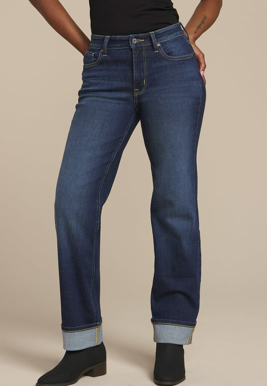 Maurices edgely™ High Rise Cuff Hem Relaxed Straight Leg Jean