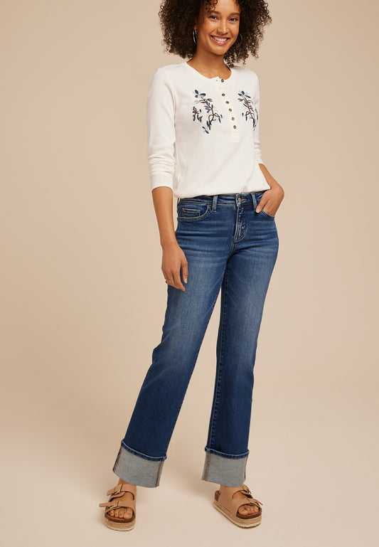 Maurices Flying Monkey™ Mid Rise Cuff Hem Straight Jean