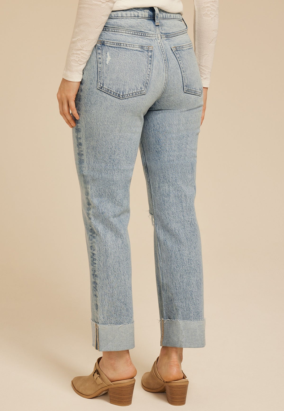 Maurices edgely™ High Rise Raw Cuff Hem Relaxed Straight Jean