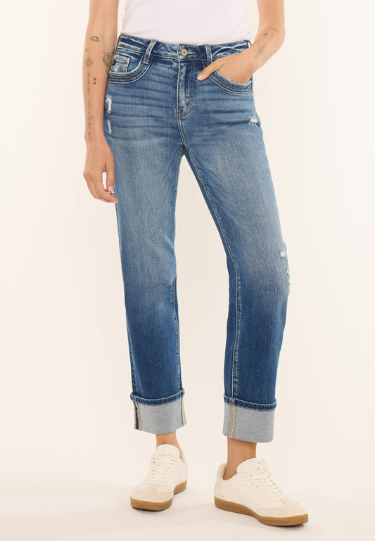 Maurices KanCan™ High Rise Seamed Pocket Cuffed Hem Straight Jean