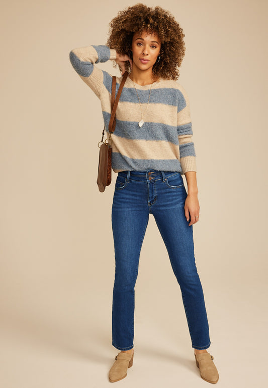 Maurices Everflex™ High Rise Stacked Waist Slim Straight Ankle Jean