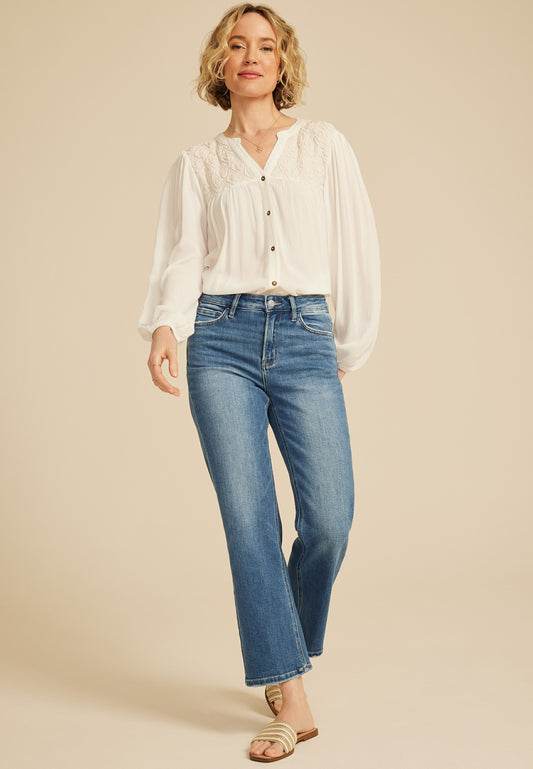 Maurices Flying Monkey™ High Rise Ripped Hem Ankle Straight Jean
