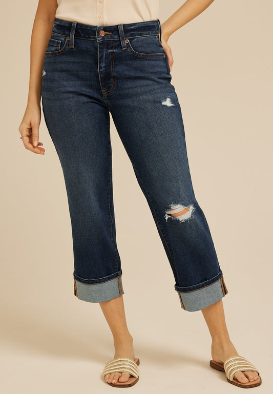 Maurices m jeans by maurices™ Dark High Rise Relaxed Straight Cropped Jean