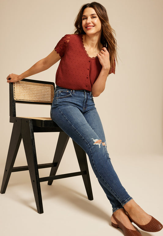 Maurices edgely™ Dark High Rise Ripped Cheeky Super Skinny Jean