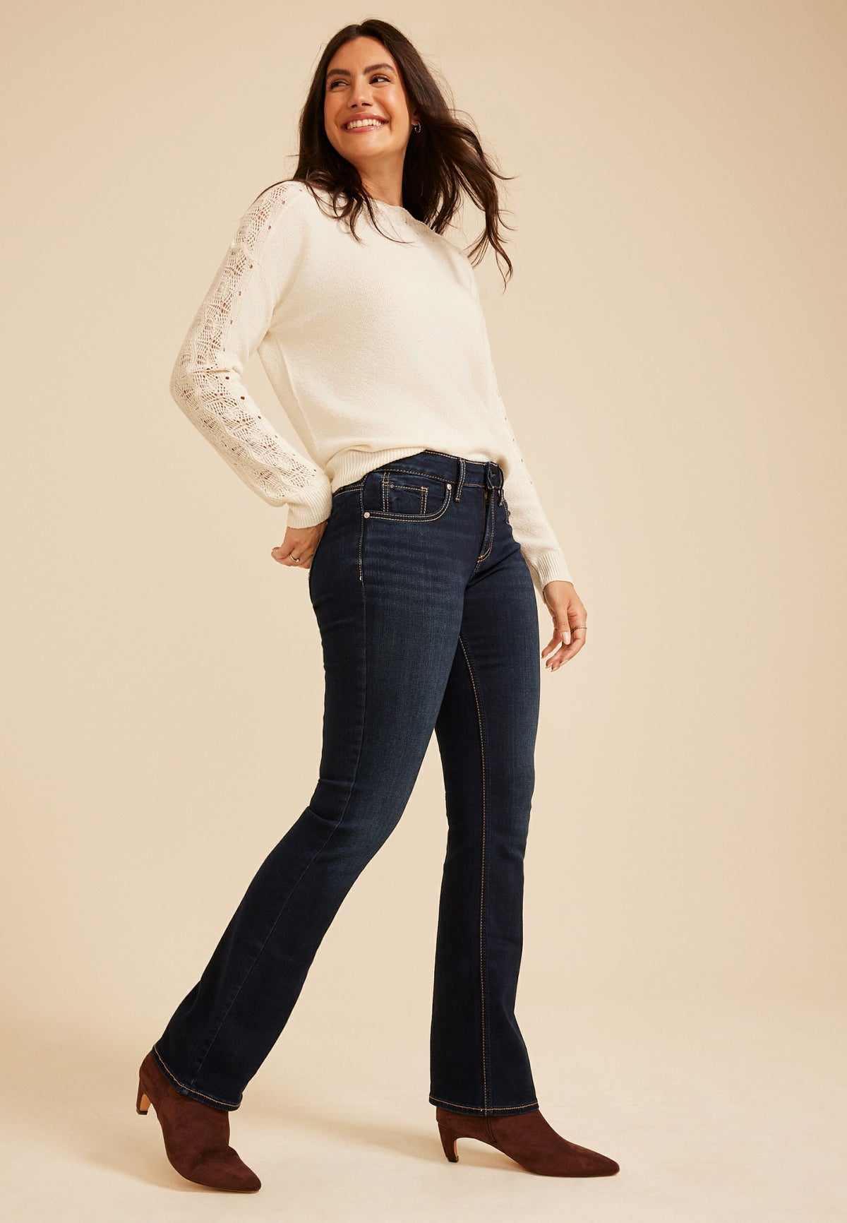Maurices Silver Jeans Co. ® Suki Curvy Mid Rise Thick Stitch Pocket Slim Boot Jean