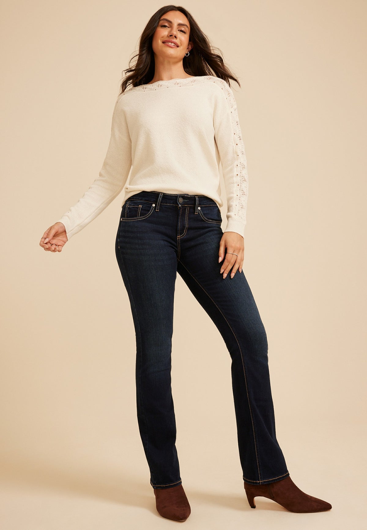 Maurices Silver Jeans Co. ® Suki Curvy Mid Rise Thick Stitch Pocket Slim Boot Jean