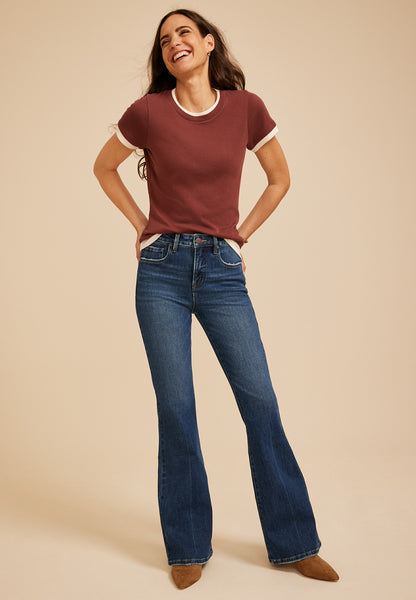 Maurices Risen Jeans® High Rise Tummy Control Panel Front Press Bootcut Jean