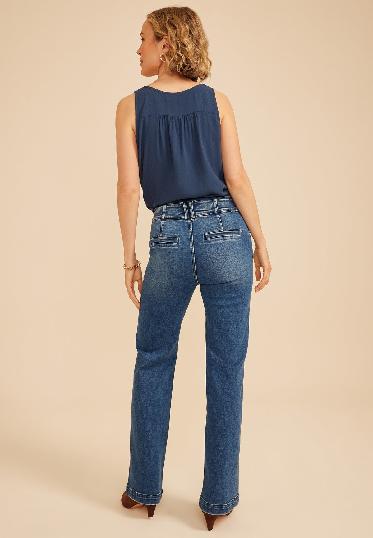Maurices Risen Jeans® High Rise Tummy Control Panel Double Button Trouser Bootcut Jean
