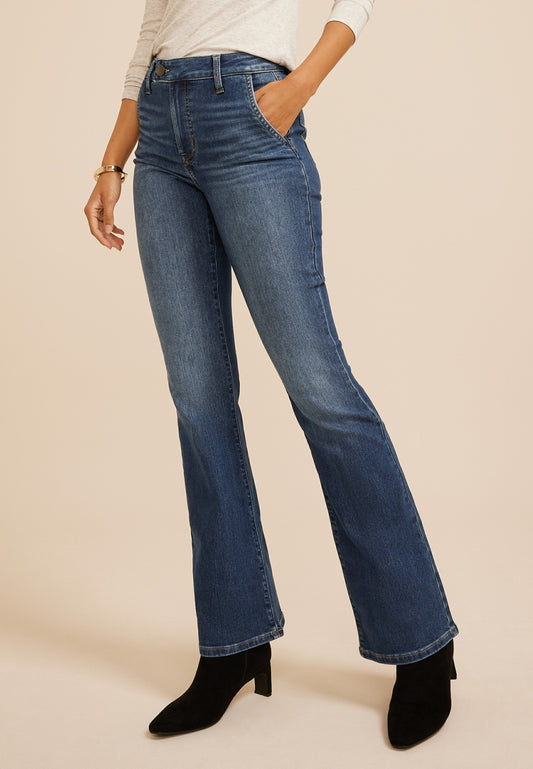 Maurices Everflex™ High Rise Extended Tab Waist Flare Jeans
