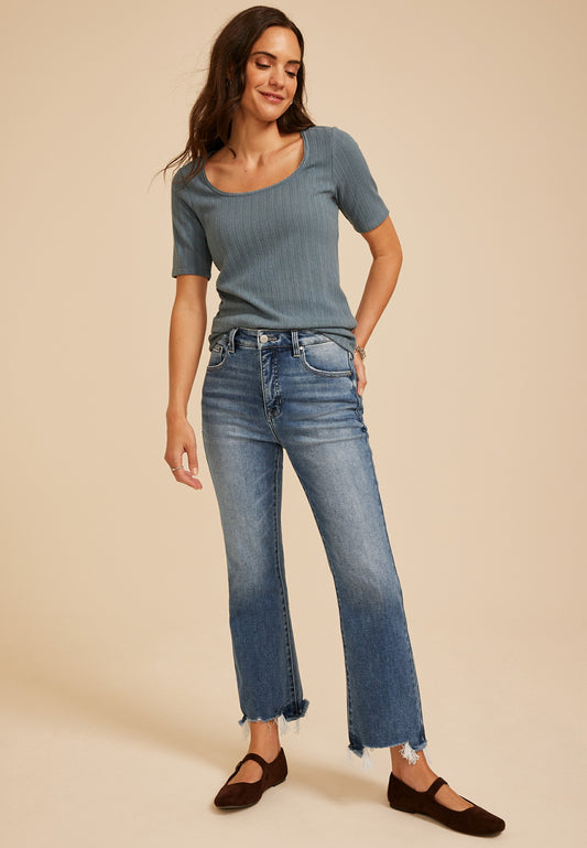 Maurices Risen Jeans® High Rise Fray Hem Ankle Flare Jean