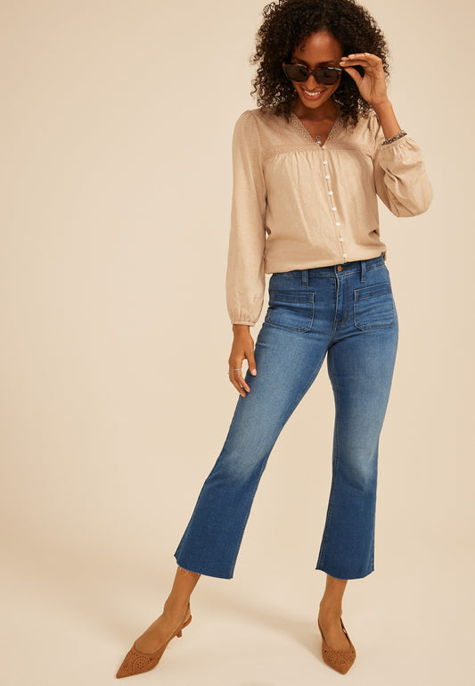 Maurices m jeans by maurices™ High Rise Patch Pocket Crop Kick Flare Jean