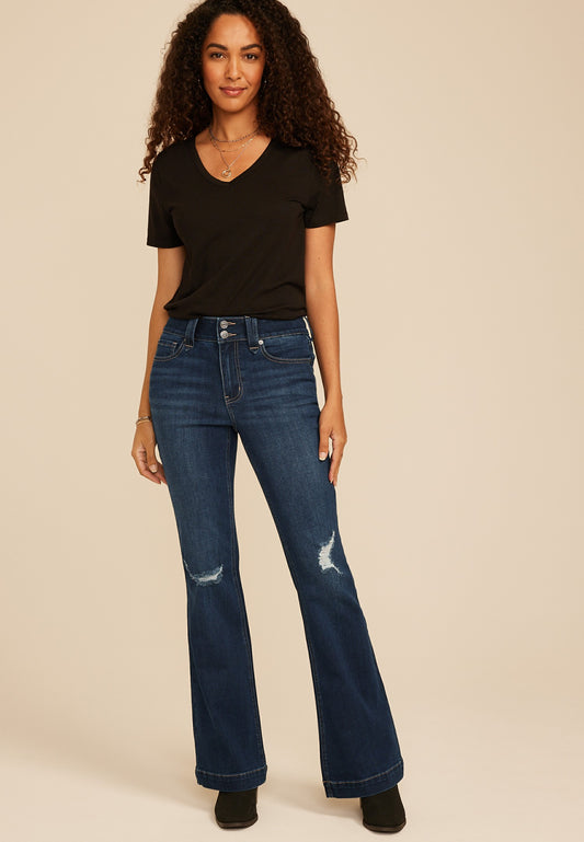 Maurices m jeans by maurices™ Dark High Rise Double Button Flare Jean