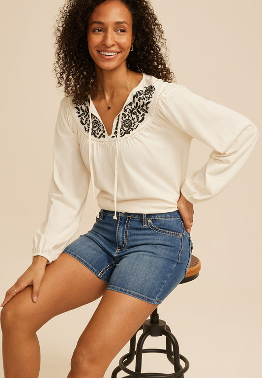 Maurices m jeans by maurices™ Mid Rise Thick Stitch Button Flap Pocket 5in Shorts