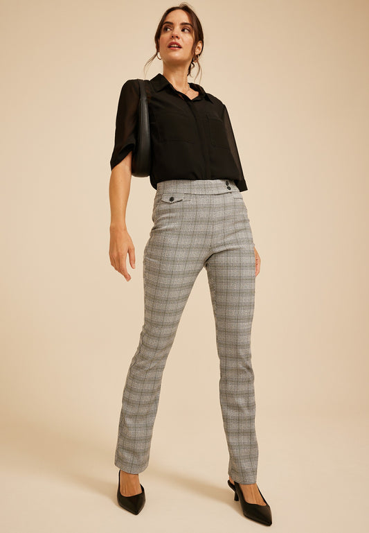 Maurices Plaid High Rise Tab Pocket Bengaline Bootcut Pant