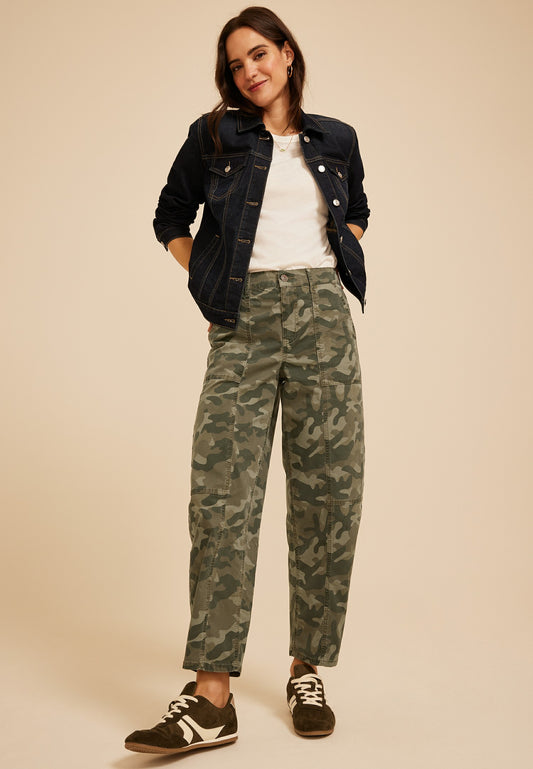Maurices Camo High Rise Seamed Barrel Pant