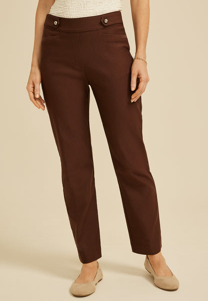 Maurices Sateen Bengaline Button Tab High Rise Straight Pant