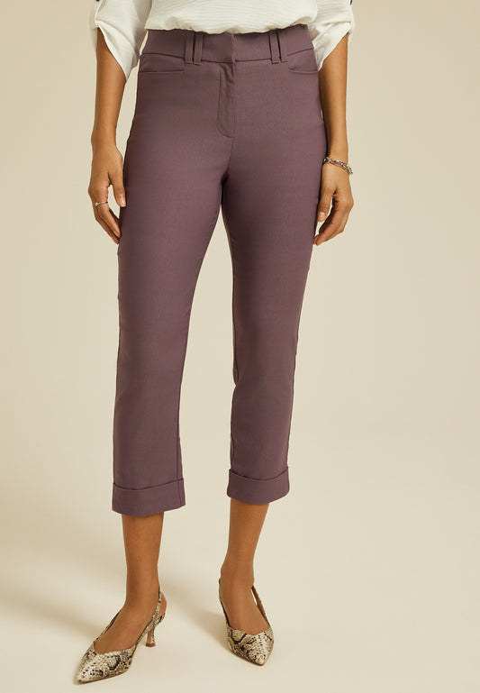 Maurices Bengaline High Rise Cuff Straight Cropped Pant