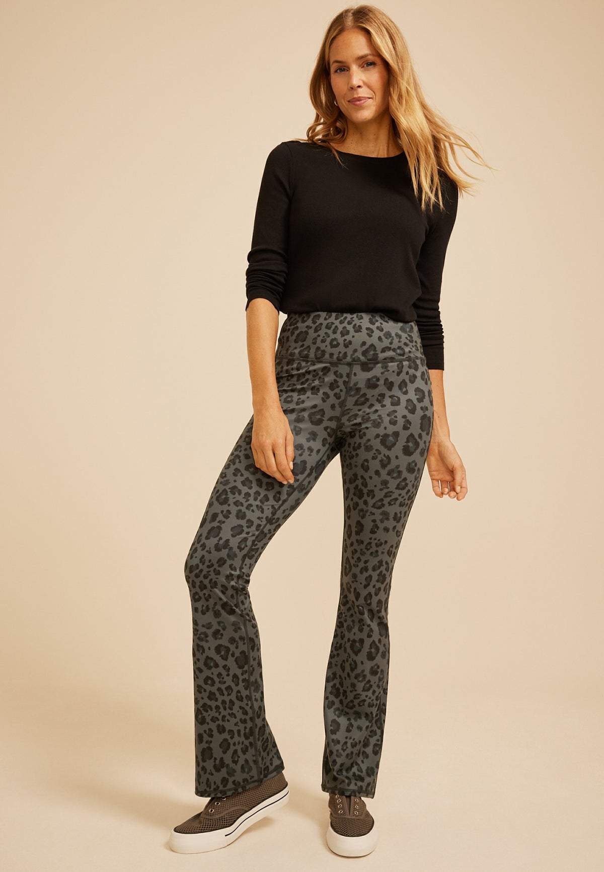 Maurices High Rise Animal Print Flare Leggings