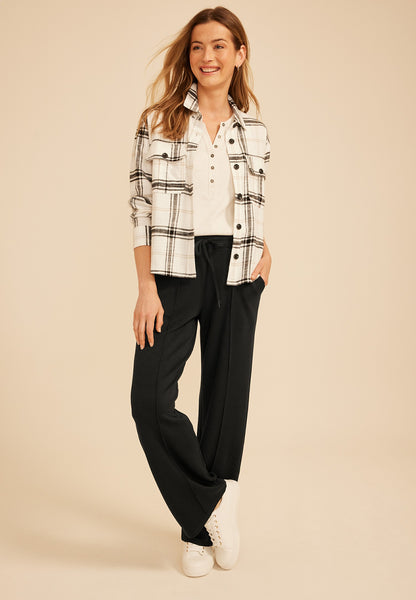 Maurices Cloud Scuba Knit Pinktuck Wide Leg Pant