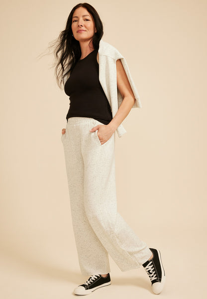 Maurices Speckled Cloud Scuba Knit High Rise Snap Button Wide Leg Pant