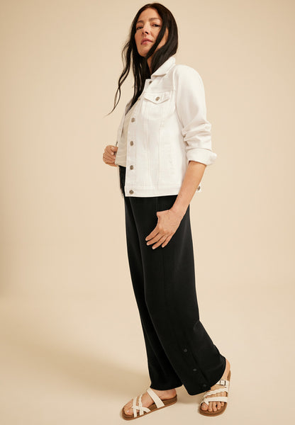Maurices Cloud Scuba Knit High Rise Snap Button Wide Leg Pant