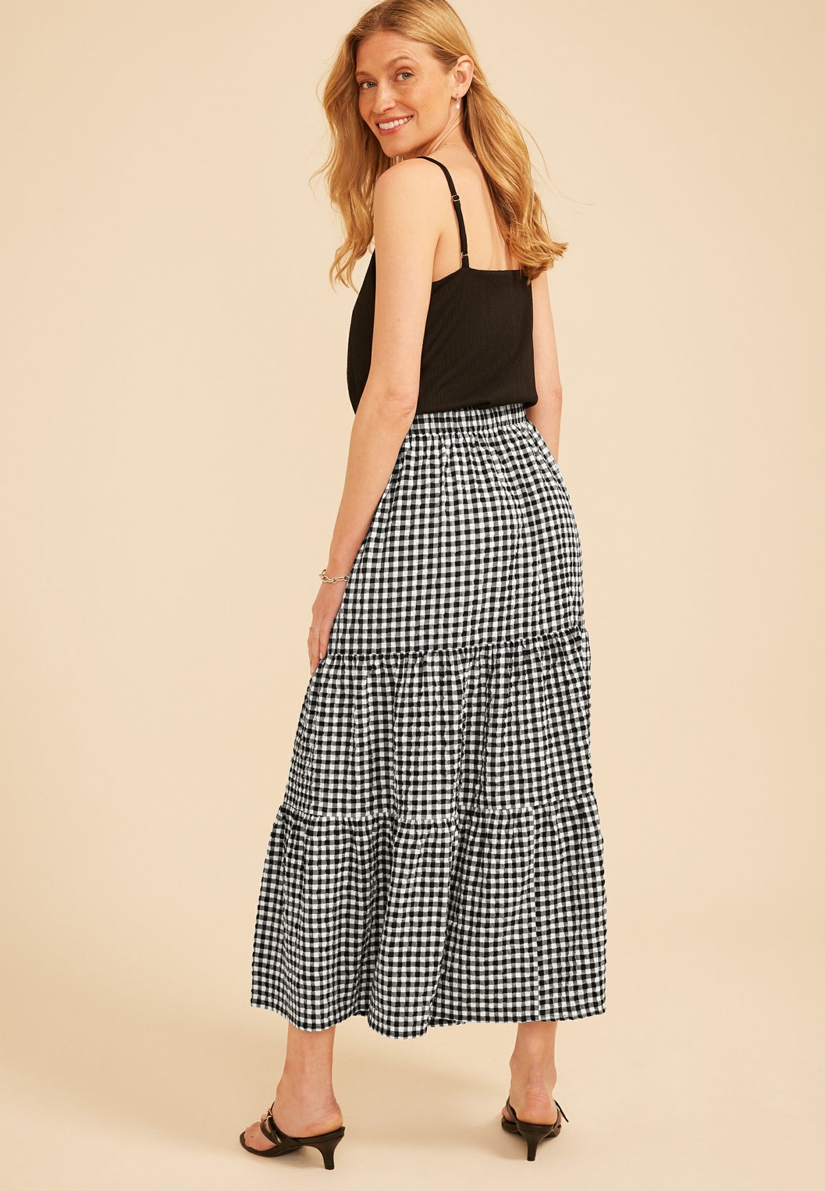 Maurices Gingham Tiered Maxi Skirt