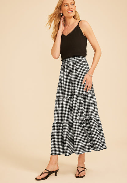 Maurices Gingham Tiered Maxi Skirt