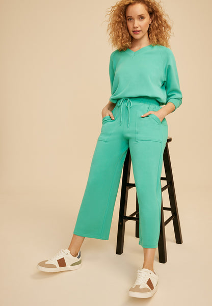 Maurices Cloud Scuba Knit High Rise Wide Leg Cropped Pant