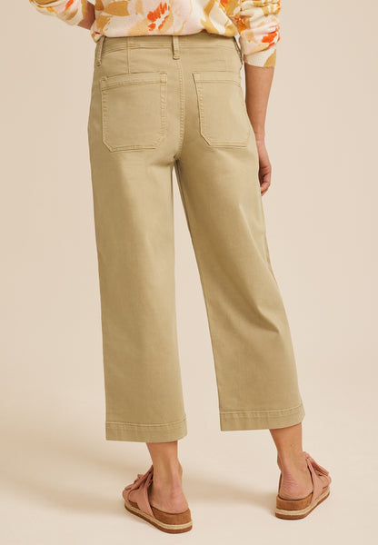 Maurices Stretch Twill High Rise Cropped Wide Leg Pant