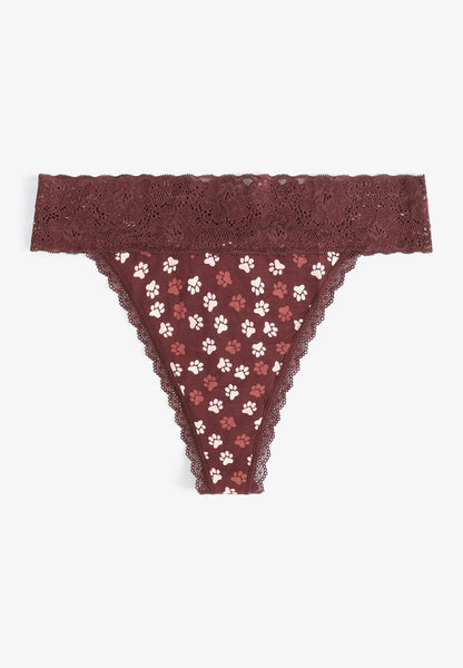 Maurices Simply Comfy Cotton Paw Print Thong Panty