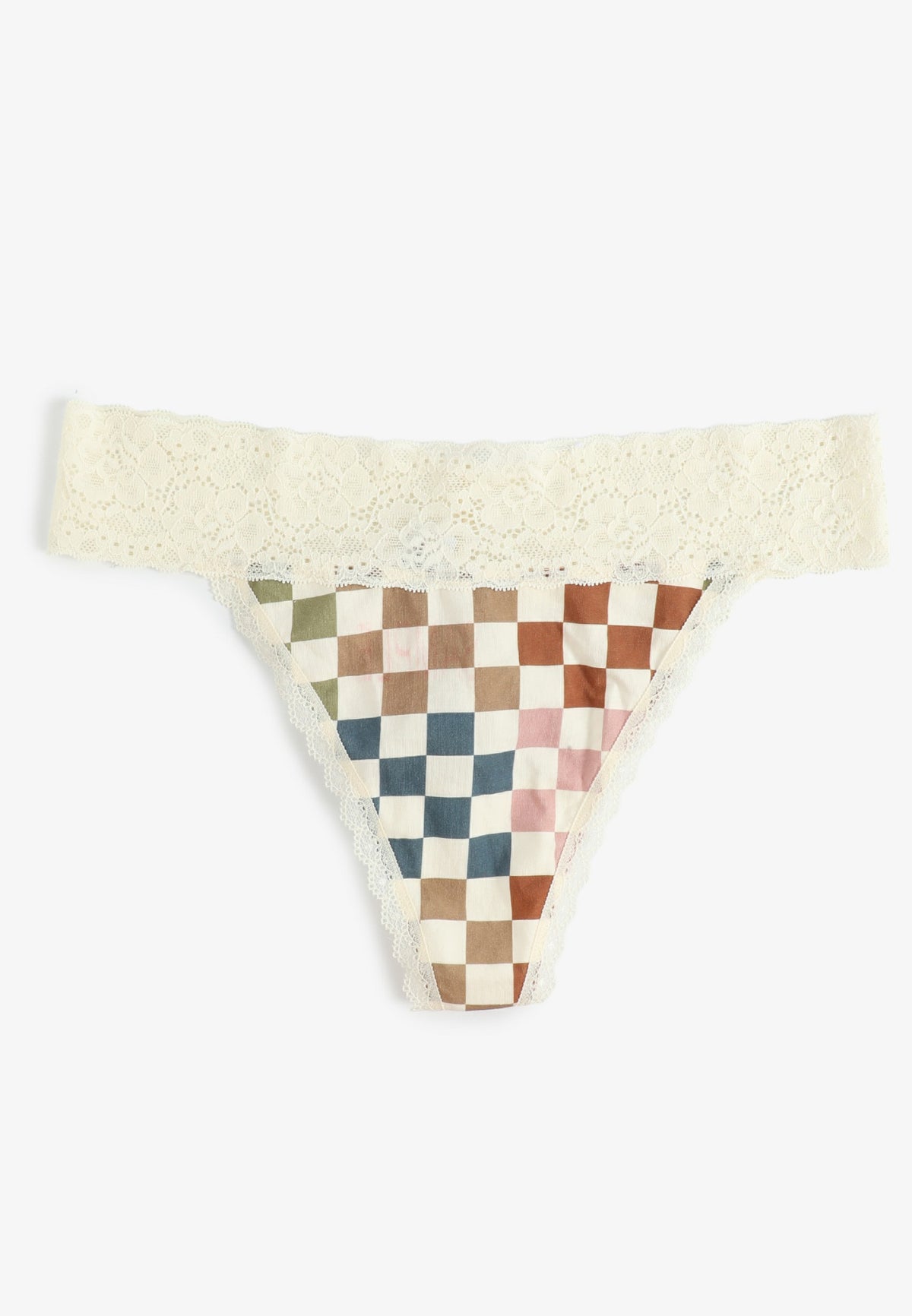 Maurices Simply Comfy Colorful Checker Print Thong Panty