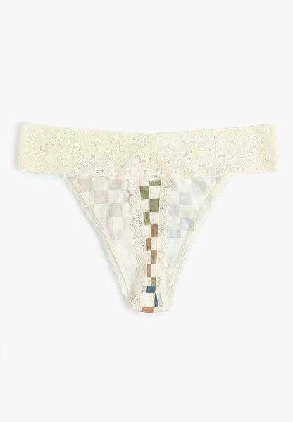 Maurices Simply Comfy Colorful Checker Print Thong Panty