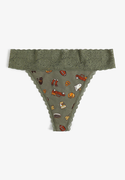 Maurices Simply Comfy Cotton Fall Icons Thong Panty