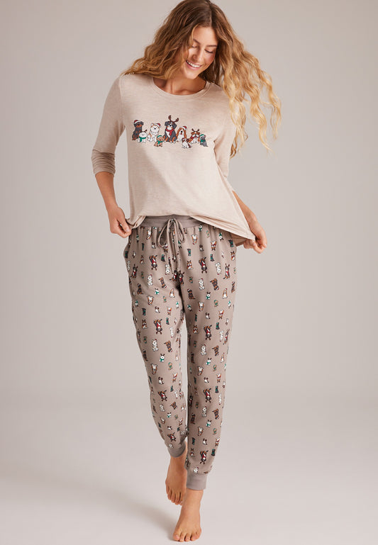 Maurices Festive Dogs Hacci Jogger Pajama Set
