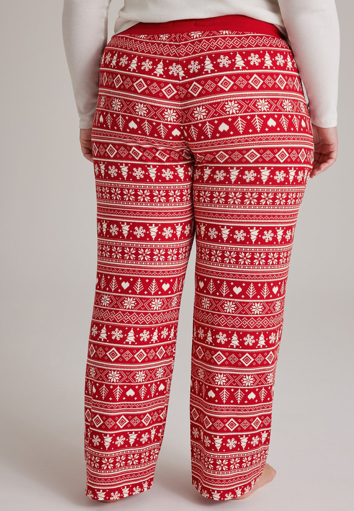 Maurices Plus Size Red Fair Isle Hacci Wide Leg Pajama Pants
