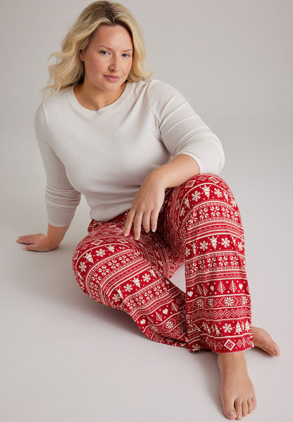 Maurices Plus Size Red Fair Isle Hacci Wide Leg Pajama Pants