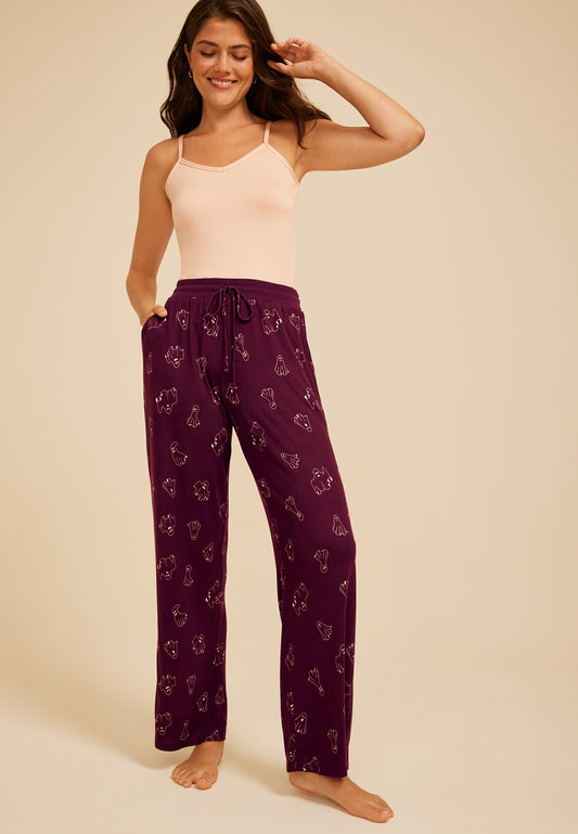 Maurices Halloween Purple Ghost Wide Leg Pajama Pant