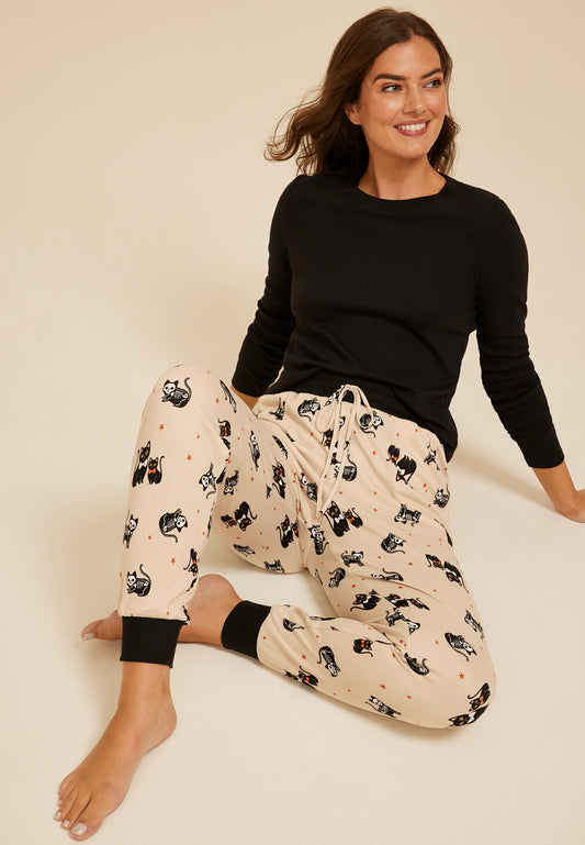Maurices Halloween Black Cat Hacci Jogger Pajama Pant