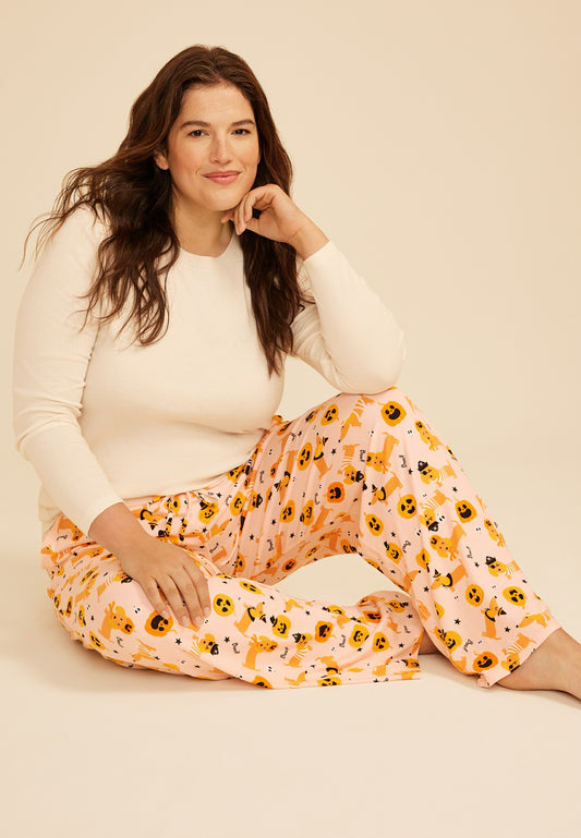 Maurices Plus Size Halloween Dog Print Hacci Wide Leg Pajama Pant