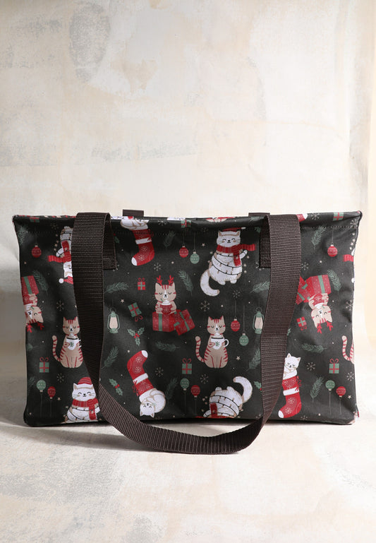 Maurices Holiday Everyday Adventure Christmas Cats Foldable Tote