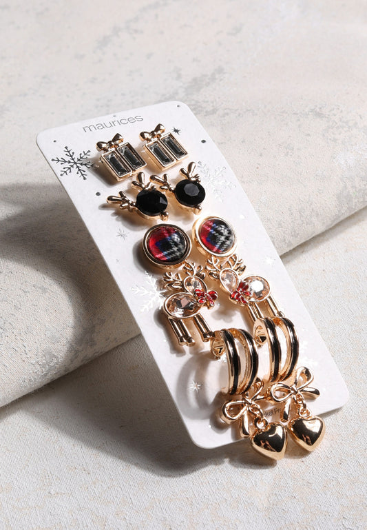 Maurices Gold Holiday Mixed Earring Set