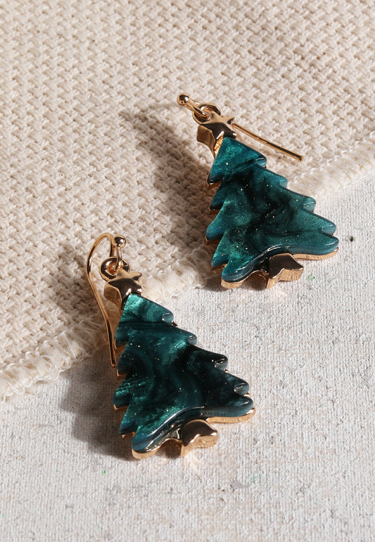 Maurices Gold Resin Tree Drop Earrings